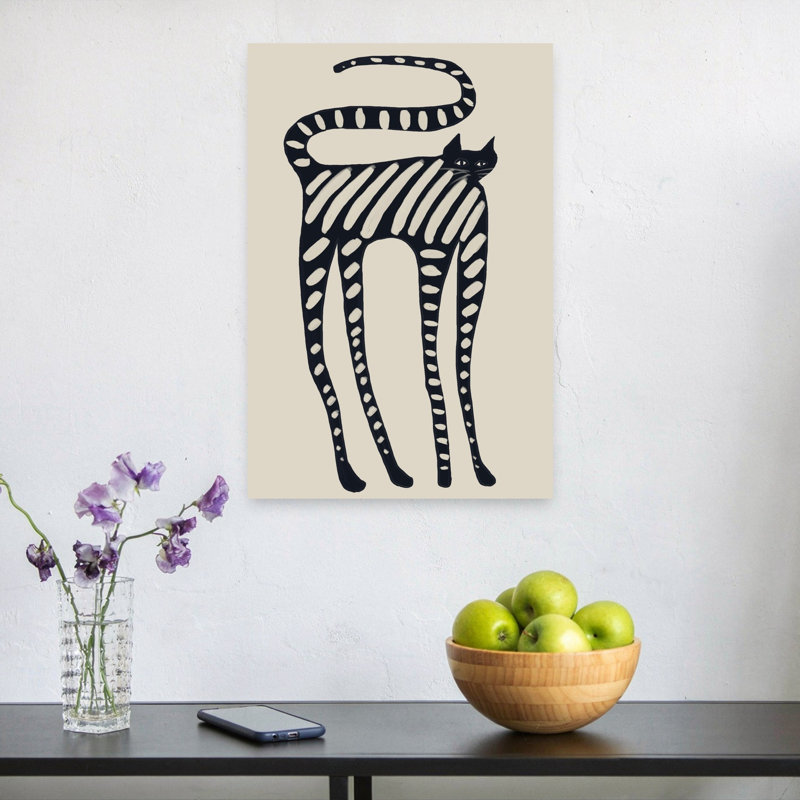 Chat rayé fantaisiste abstrait, art mural moderne