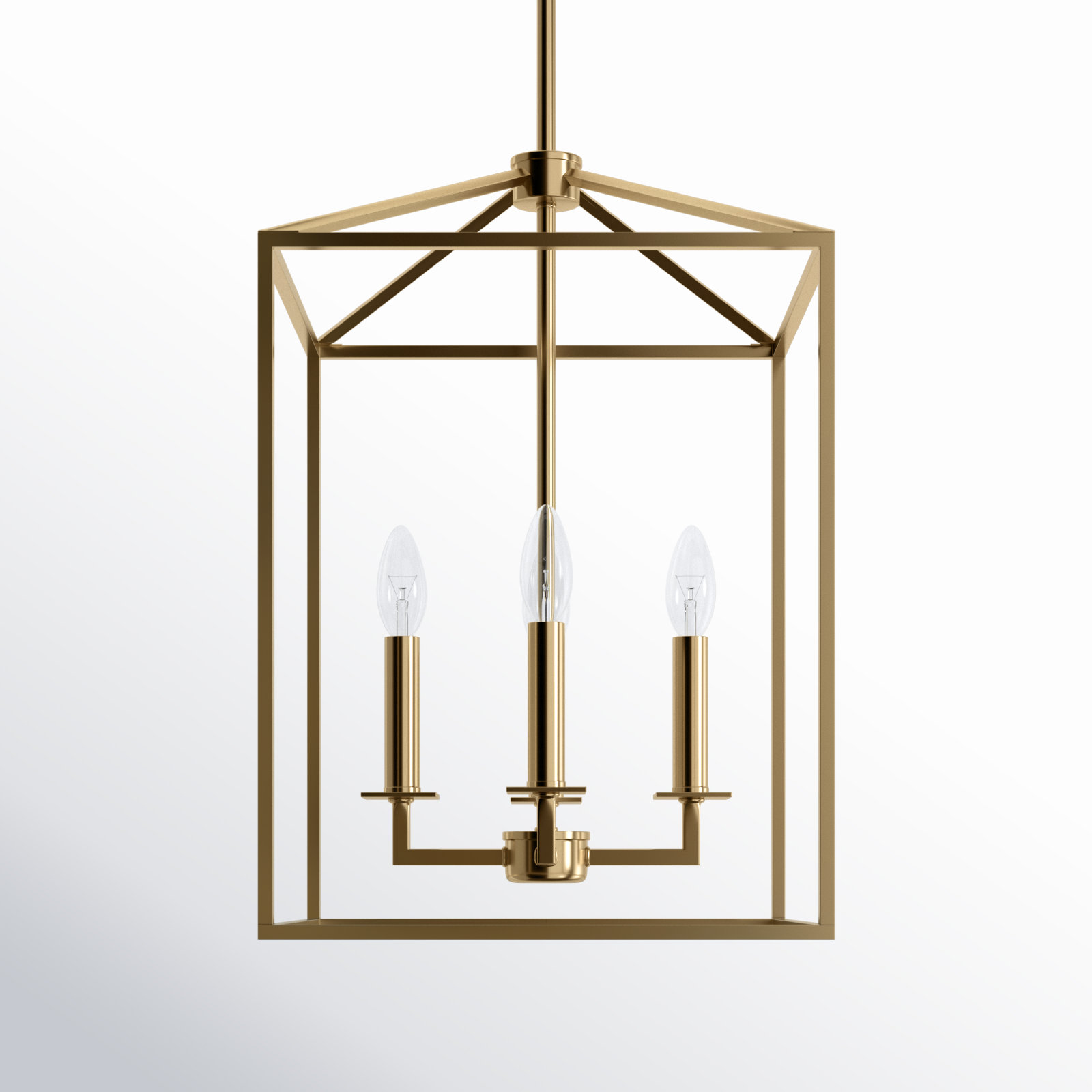 Ellis 4 - Light Dimmable Lantern Chandelier, 18.5" H x 12.25" W x 12.25" D, Satin Brass, No
