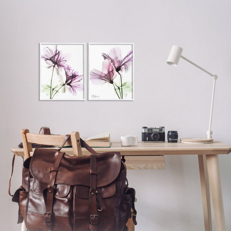 «Mauve fleur mauve» par Albert Koetsier, Cadre blanc, H 14 po x l 11 po