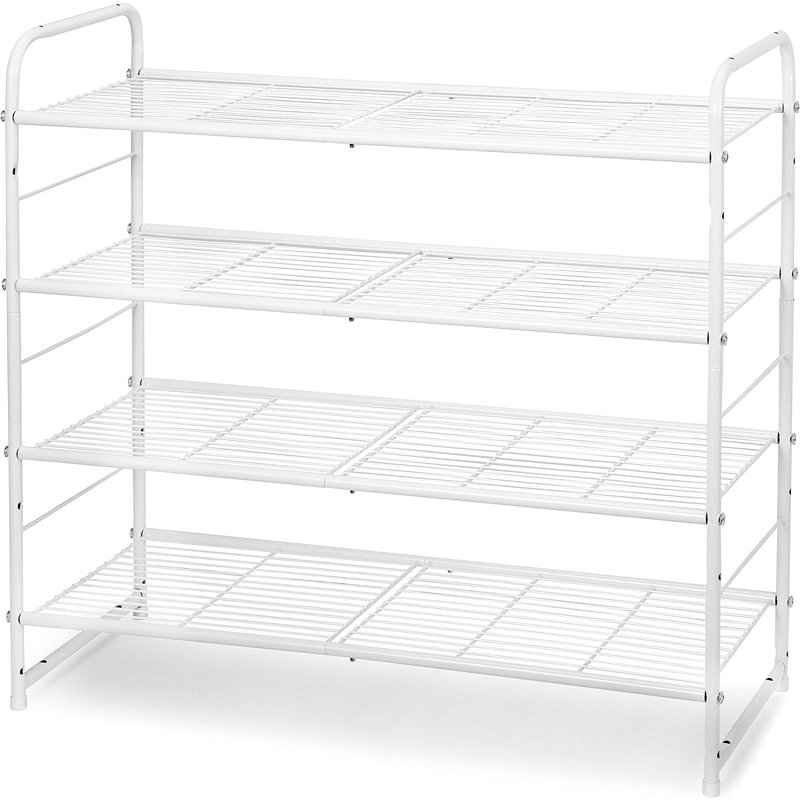 12 Pair Stackable Shoe Rack, White