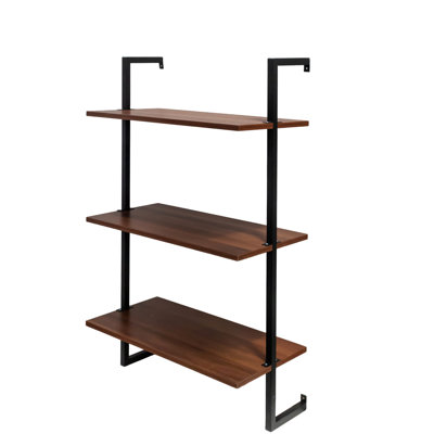 Multi-fonctionnel 3 niveaux et 2 tablettes en bois fixées au mur en métal pour les accessoires de salle de bain Porte-bouteilles de vin dans la salle de lavage Garage Cuisine Garde-manger au-dessus de la toilette