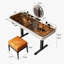 Ensemble de coiffeuse à maquillage, réglable en hauteur, prise de courant USB, plateau en verre, tiroir de rangement-1585606213-1588565746