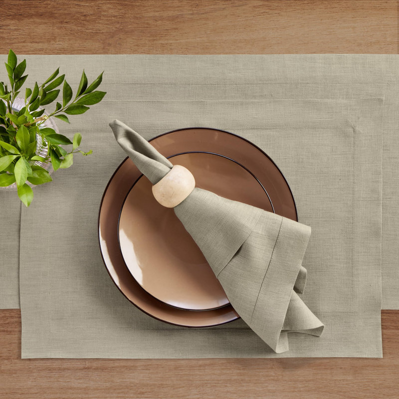 100% Pure Linen Dinner Napkins - Fete, Vintage Khaki