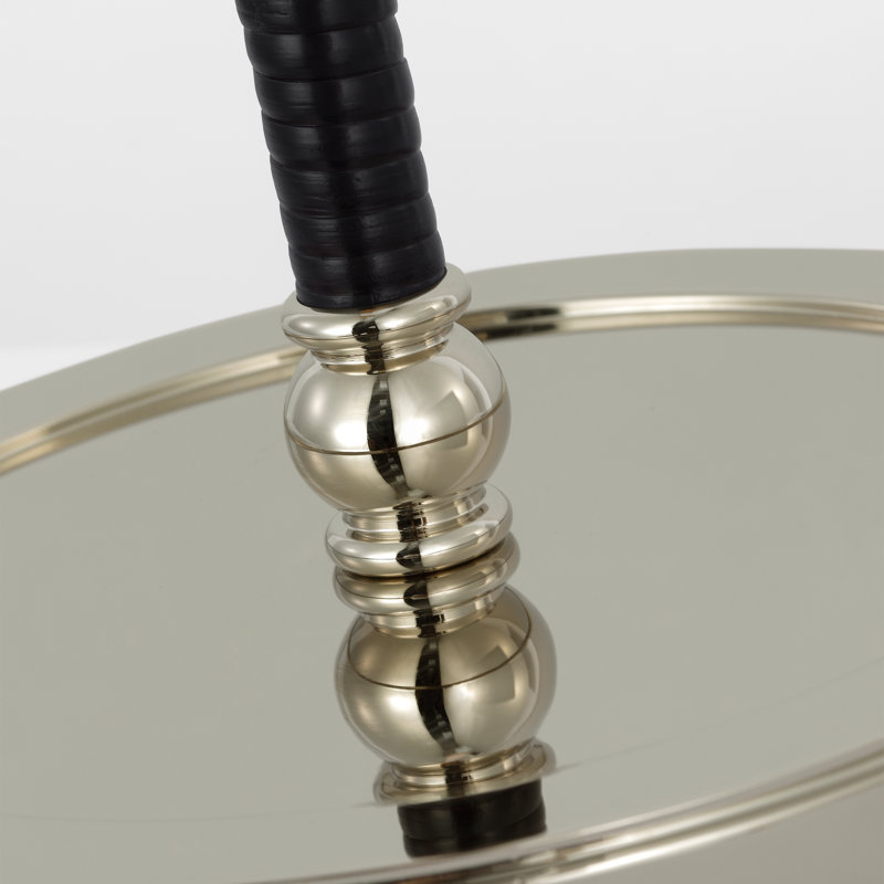 Basden Floor Lamp, Polished Nickel/Black Rattan