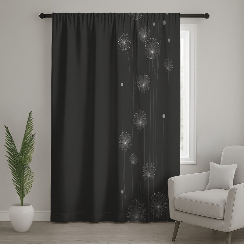 Rideaux pissenlit, voilages floraux et rideaux occultants - 1 panneau, 50 po x 92 po - 1 panneau, Transparent