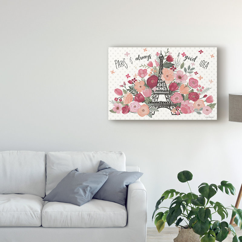 « paris is fleuris i », reproduction de peinture à l’acrylique sur toile tendue, H 12 po x l 19 po x P 2 po