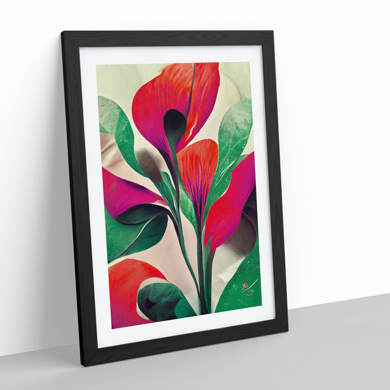 XV1022-505X Amazing Abstract Flowers No.2 - Print, White, 66cm H x 48cm W, Black Framed