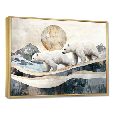 Ours blancs de Gerlofke sur un glacier dans un paysage de Norvège II - art mural grand ours