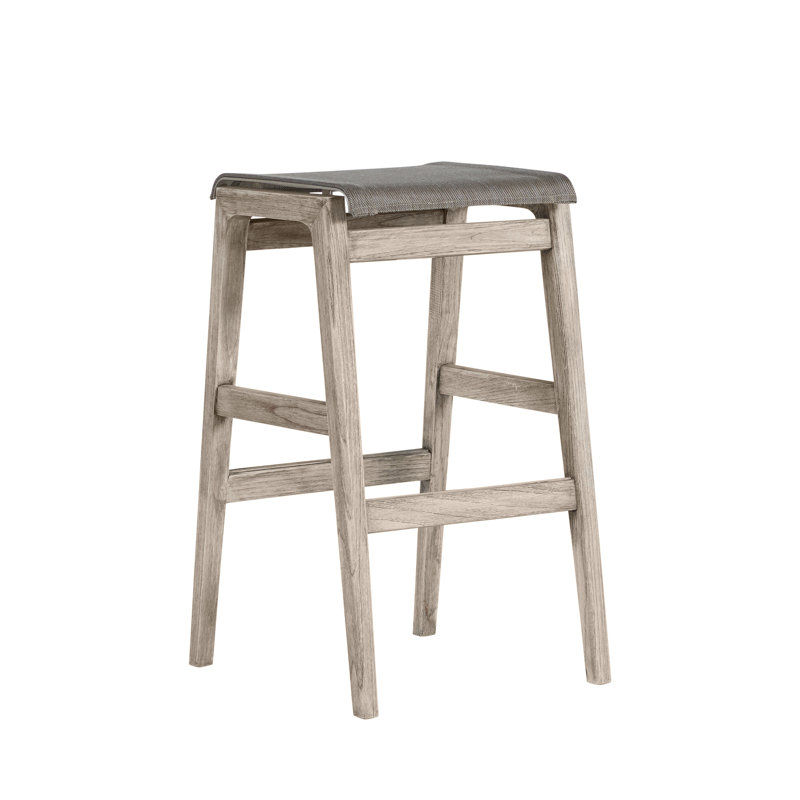 Coast Patio Bar Stool, Oyster Teak Frame/Gray Sling