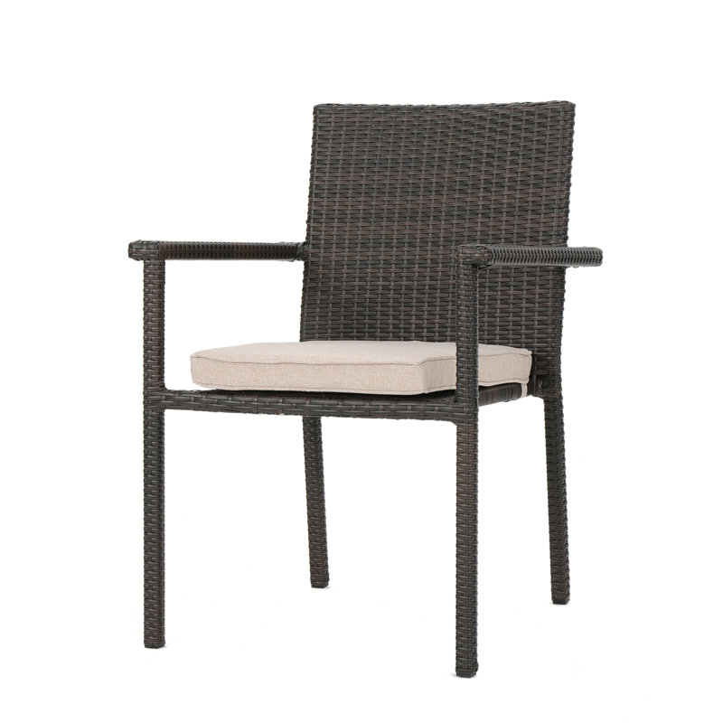 Chaise de salle à manger avec coussin San Pico, brun multi, Beige, Brun