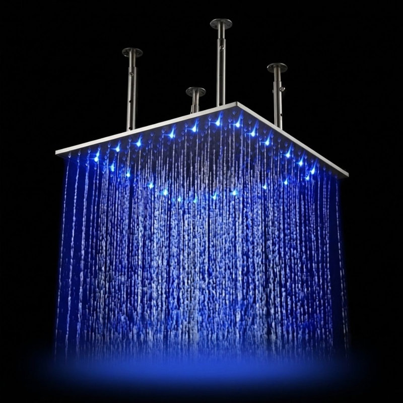 Douche BathSelect de 20 po en acier inoxydable multicolore à DEL alimentée par l'eau avec commande numérique