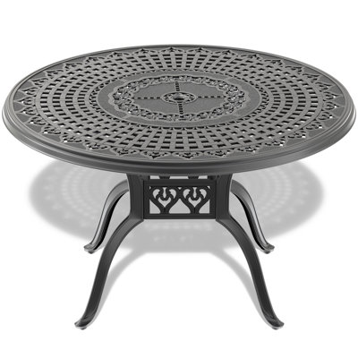 Patio noir en aluminium coulé avec coussins stables en tissu