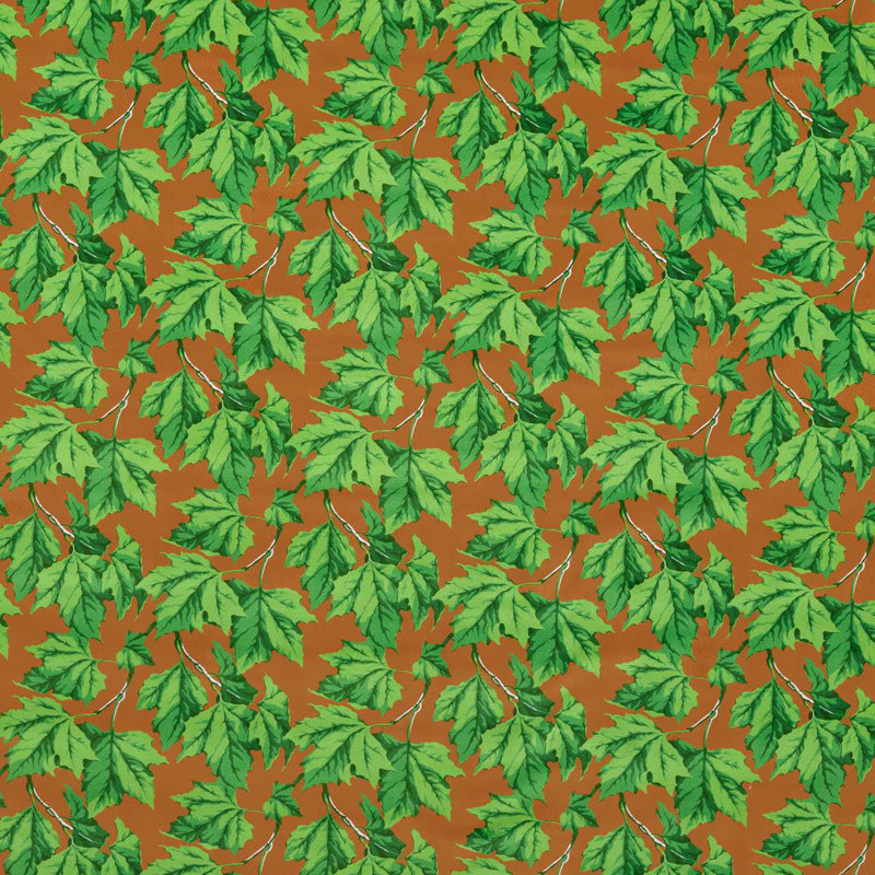 Dappled Leaf Fabric, Emerald/Amber
