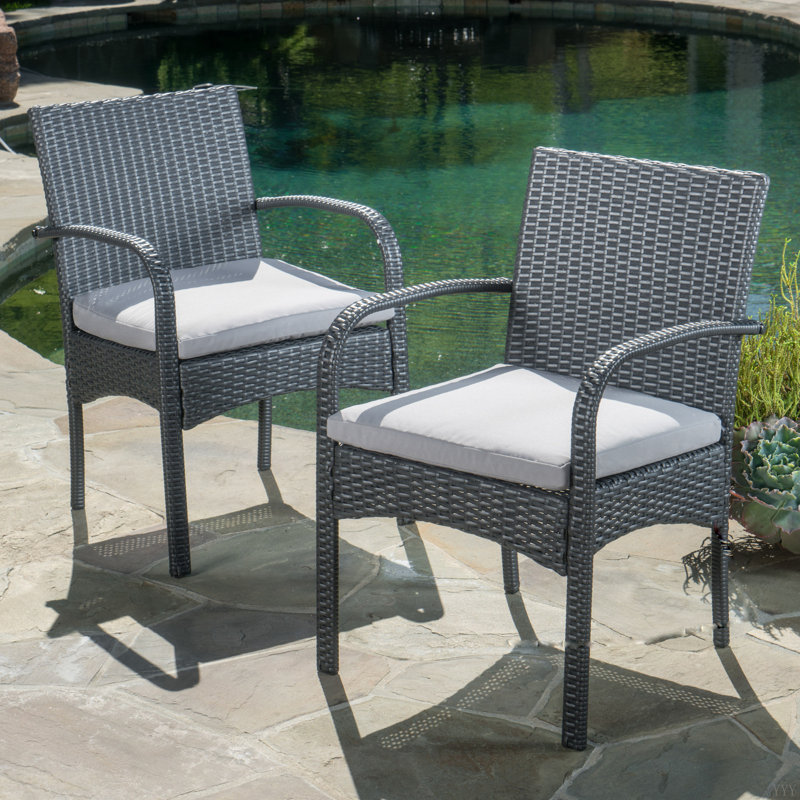 [Ensemble de 2] Chaise de salle à manger en osier PE CORDOBA KD, Gris