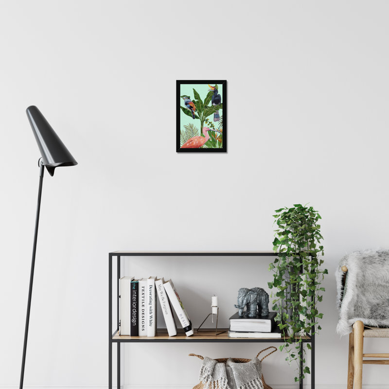 Birds Paradise I by Melissa Wang - Painting, 34cm H x 24cm W, Black Framed Paper Print