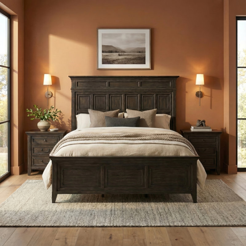 Trelawny Queen Panel Bed & Two Nightstands Bedroom Set, Queen