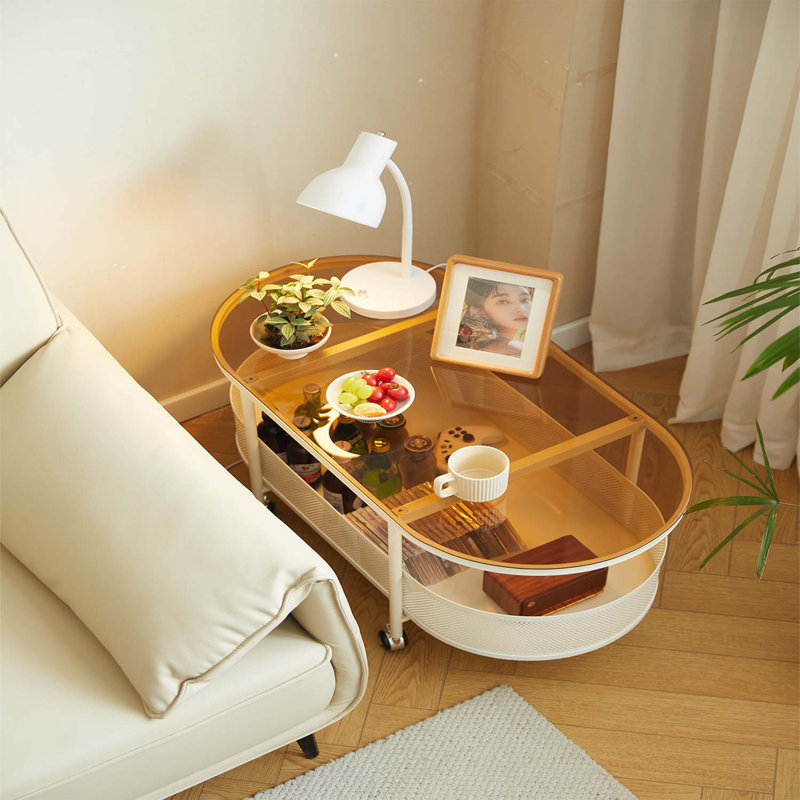 Table basse mobile en métal avec rangement Living Room