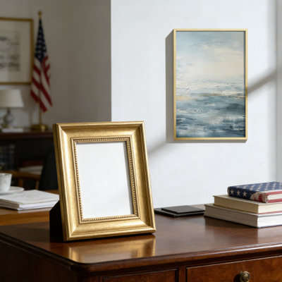 17X22 Picture Frame With Mat, Gold Metal Poster Frame Matted To 12X18, Premium Tempered Glass, Modern Thin Profile, Includes Wall Hanging Kit