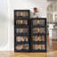 Armoire de rangement pliante polyvalente avec plusieurs niveaux, portes magnétiques, roulettes, idéale pour organiser divers espaces dans votre maison