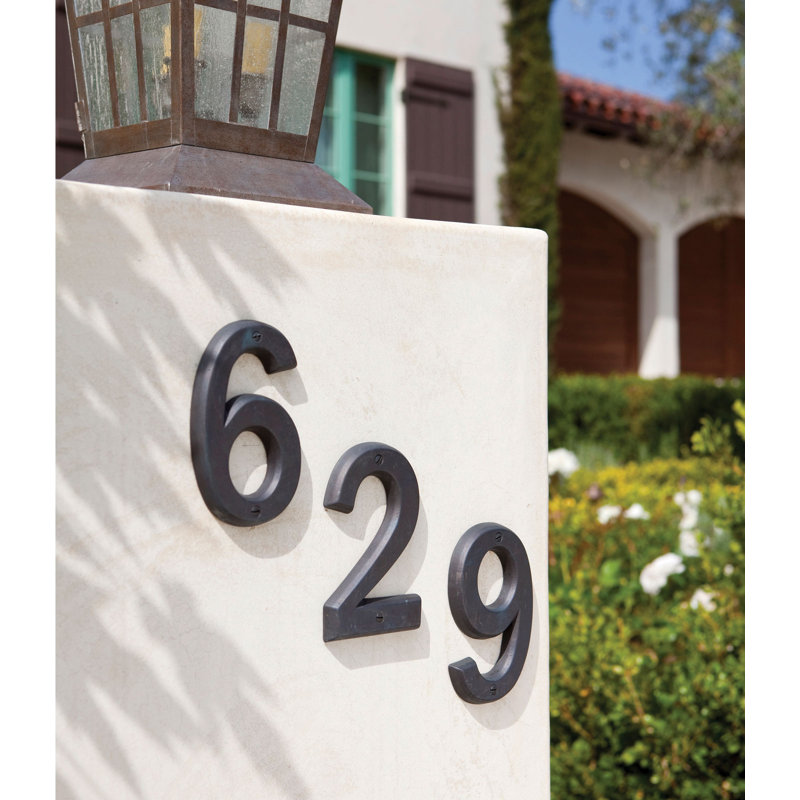 6" Surface Mount House Number, White Bronze Brushed, 3
