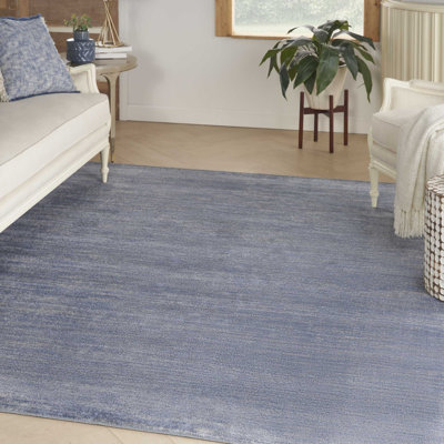Mulican Solid Color Machine Made Power Loom Polypropylene Indoor / Outdoor Area Rug in Blue