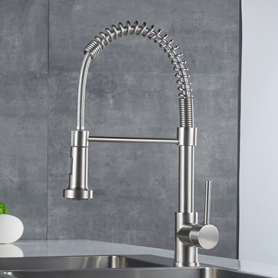 Robinet de cuisine commercial avec pulvérisateur rétractable, robinet d'évier de cuisine à poignée simple