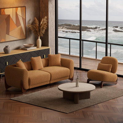 Ashlei Living Room Set, Minimalist Faux Shearing Upholstered Sofa And Accent Chair For Living Room And Apartment