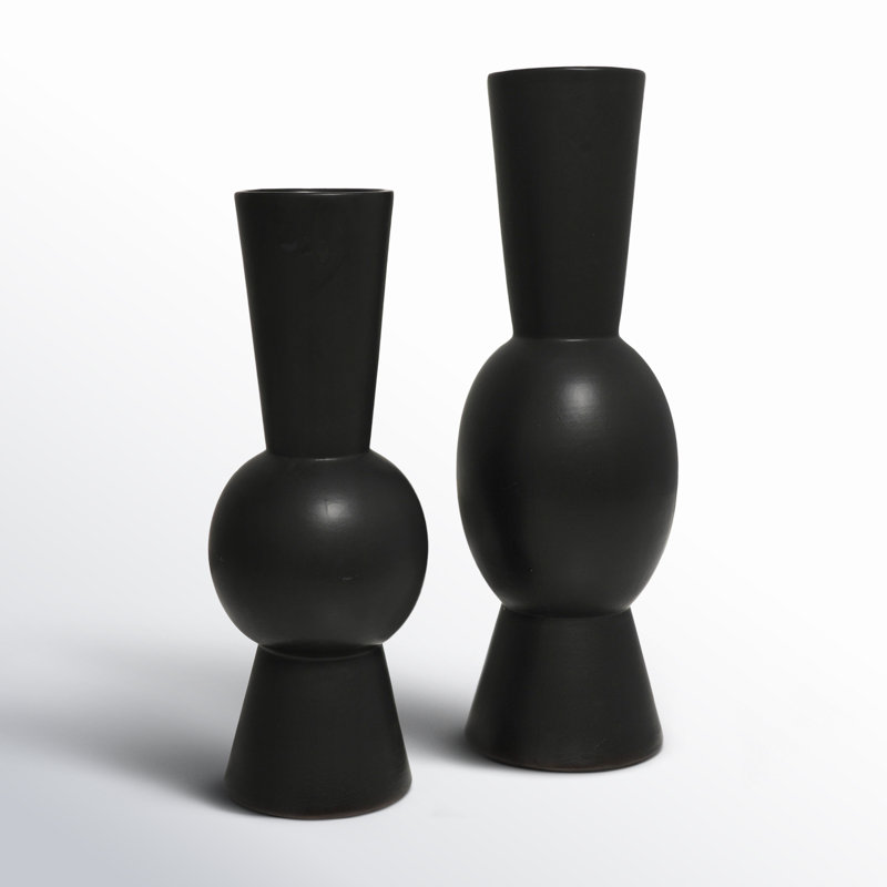 Mable Ceramic Table Vase, Black