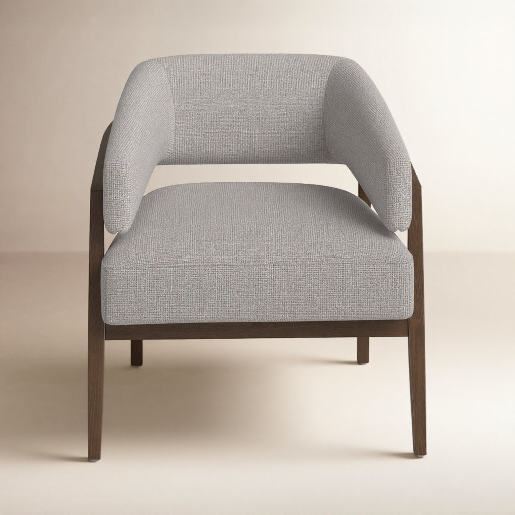 Maudette Upholstered Barrel Chair, Gibson Silver