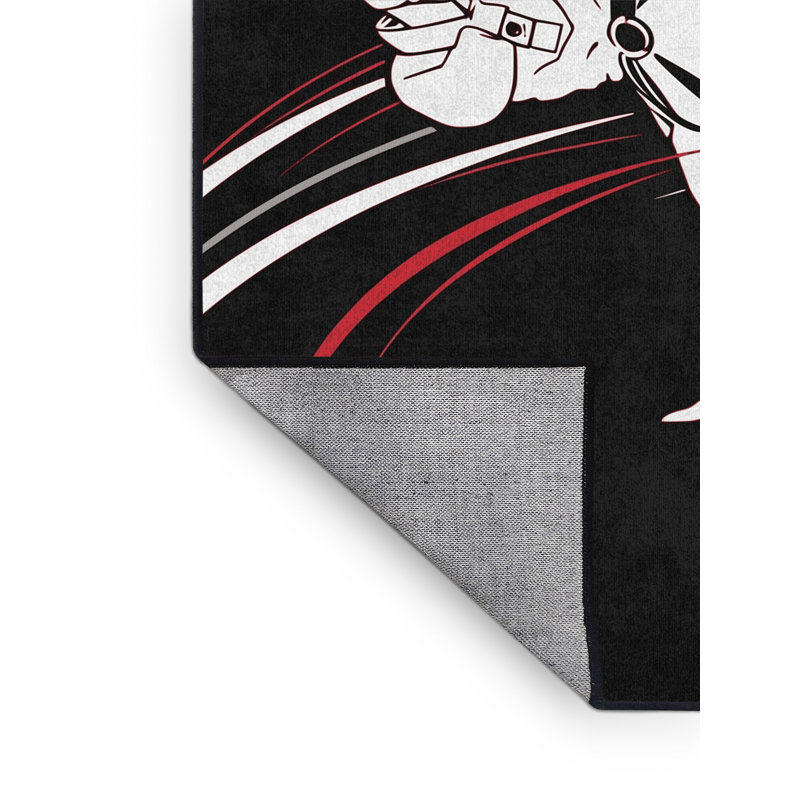 Machine Washable Bracondale Taekwondo Kick Sleek & Chic Modern Arc Rug in Black – Black Binding, 7x9