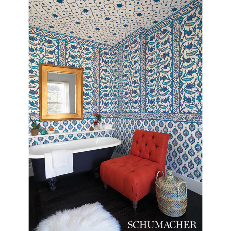 Papier peint avec bordure Bosphore, Paon