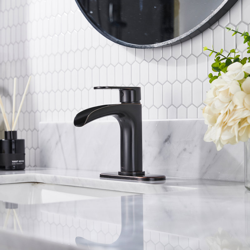 Single Hole Bathroom Faucet with Drain Assembly, Oil-rubbed Bronze/Drain
