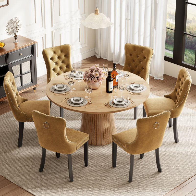 Ensemble de table de salle à manger ronde avec 4 chaises capitonnées rembourrées, ensemble de table de salle à manger de style Mid-Century pour coin-repas de cuisine