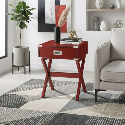  Grable Transitional Wooden Rectangular End Table, Side Table, Wood Side Table, Modern End Table, With Metal Corners And 1 Drawer