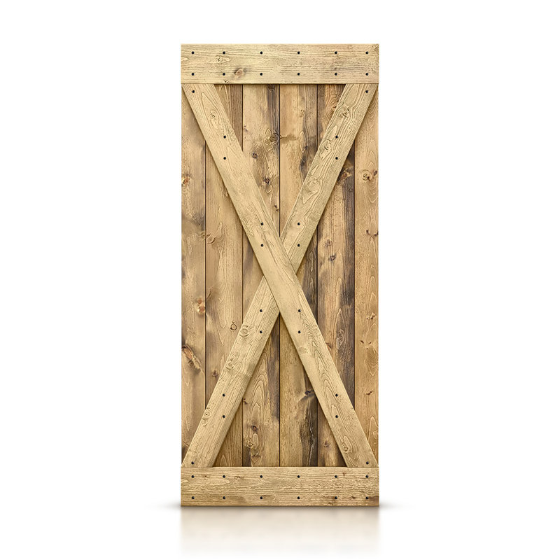 Porte de grange lambrissée peinte en bois sans trousse de quincaillerie d'installation, 42" x 84", Noyer