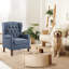Button-Tufted Wingback Accent Chair - Solid Wood Legs with Rolled Arm &Thick Padded Cushion-603724948-575355502