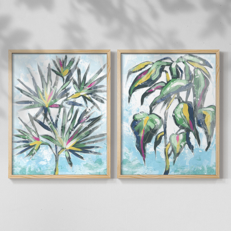 «Candy Palm Fresco III», reproduction encadrée de qualité supérieure - prête à être accrochée - aucun clou requis - aucun clou requis