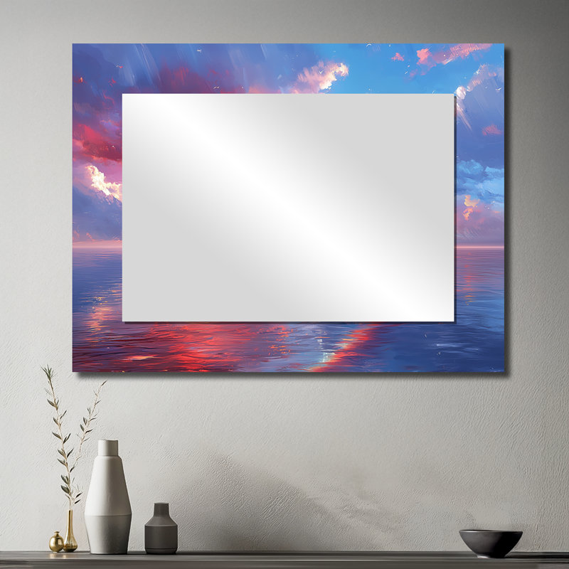 Rainbow Over The Lakeshore - Miroir mural décoratif paysages - imprimé sur métal, 30 po x 40 po