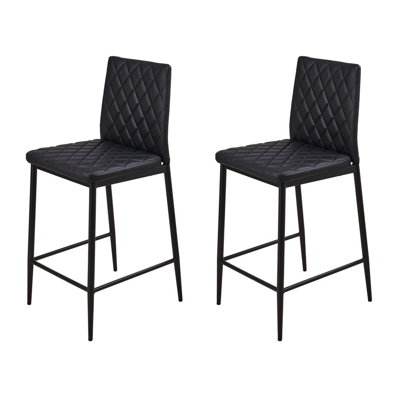 Upholstered Counter Stool with Metal Frame