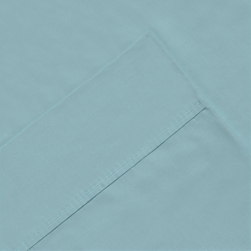 Pointehaven 200TC Percale 100% Cotton Deep Pocket Sheet Set, Aqua, Queen Sheet Set