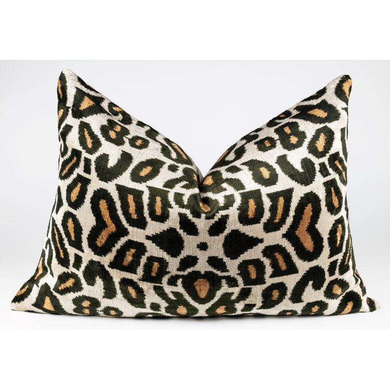 Silk Lumbar Rectangular Pillow Cover & Insert, Gray/Beige/Animal Print