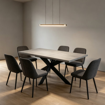 Triton Modern Rectangular Dining Table, 51" To 67" Extendable Kitchen Table Seats 6-8, Space Saving For Small Areas