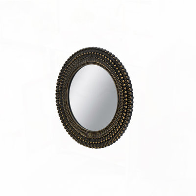Wooden Accent Mirror With Woven Texture