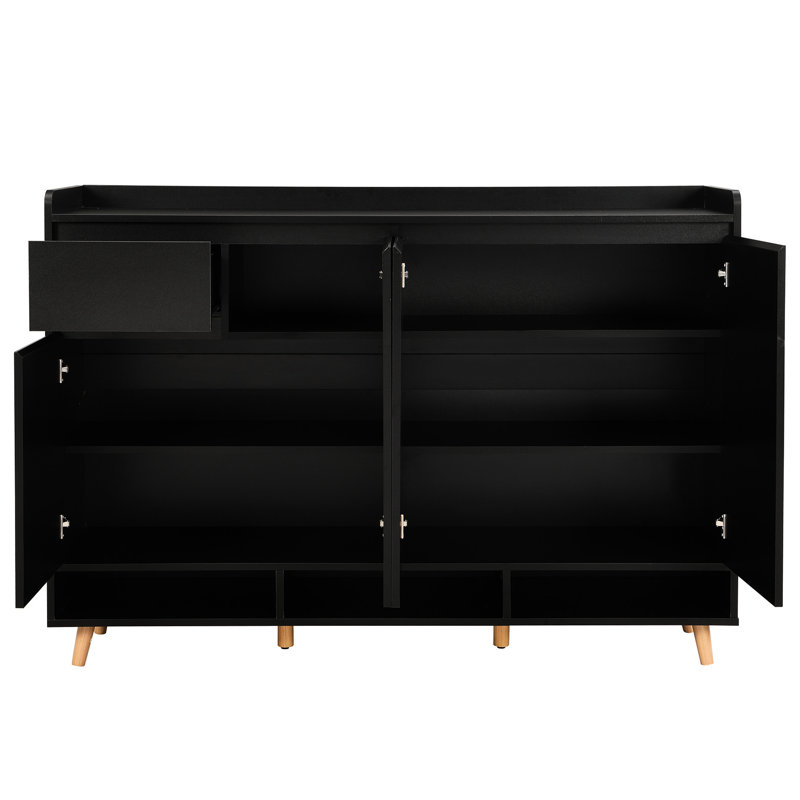 Armoire d'entrée minimaliste Ariadnee en noir - Range-chaussures fonctionnel et élégant, cloisons réglables à 3 couches, placage