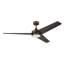 Ventilateur de plafond d'intérieur à 3 pales en bronze brossé avec DEL et contrôle mural Velto-127174482