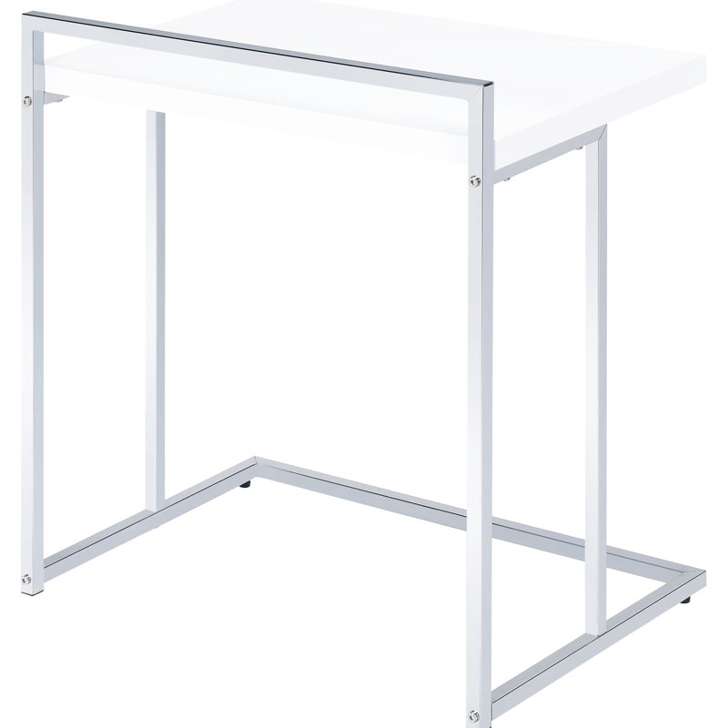 Table à collation rectangulaire blanche ultrabrillante avec pieds en métal pour une décoration élégante et élégante