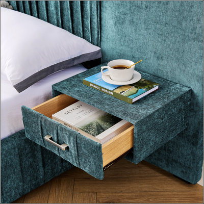 Très grande base de lit tapissier avec tissu chenille
