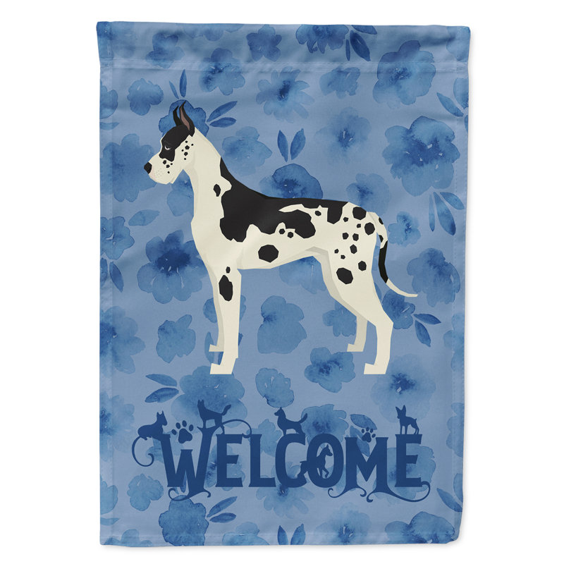 Caniche en polyester à 2 côtés 40 x 28 po standard welcome drapeau maison, Grand danois 1