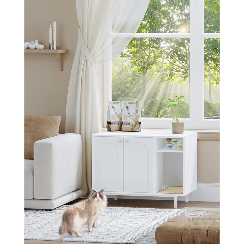 Enceinte de litière pour chat, armoire à litière cachée, table d'appoint en bois pour animal de compagnie avec rangement pour salle de bain, chambre à coucher