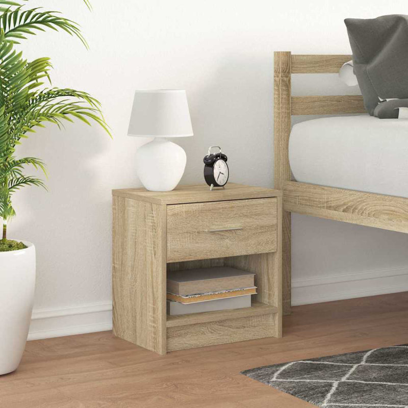 Bedside Cabinets With Drawer, Sonoma Oak, 2